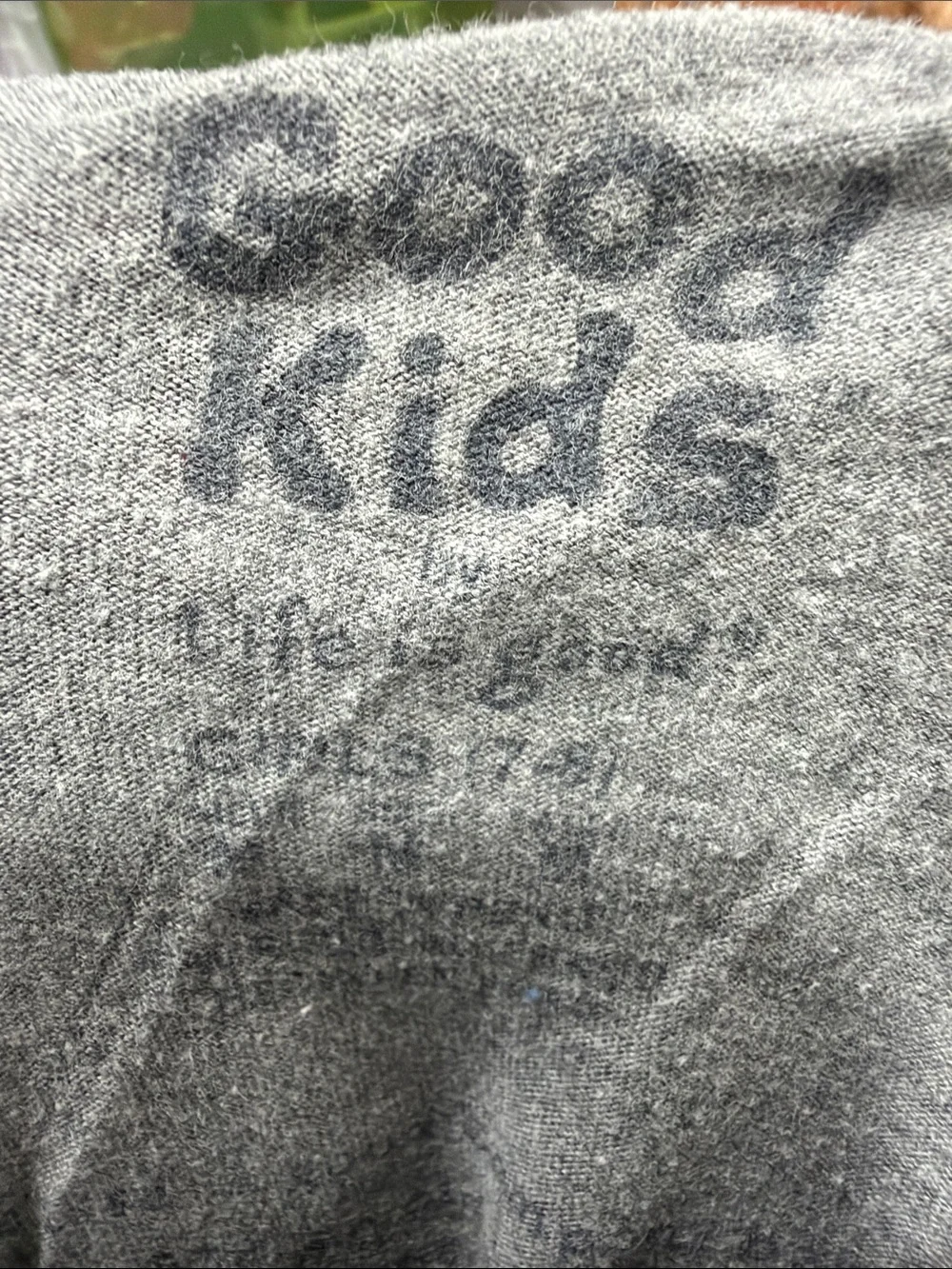 Life Is Good Gray Long-Sleeve Tee with Orange Cat Graphic